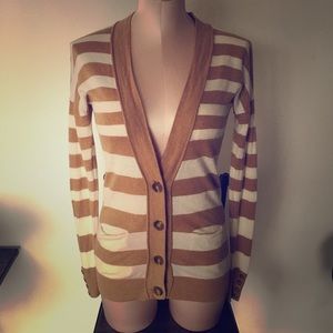 Tan/ white striped cardigan